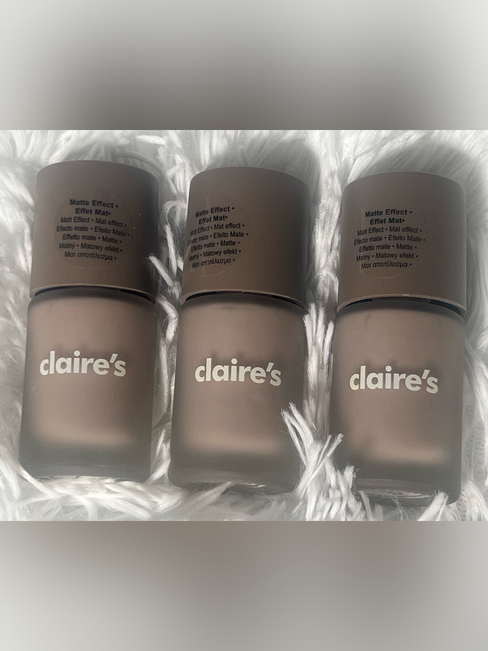 NWT CLAIRE’S MATTE EFFECT NAIL POLISH, 3 BOTTLES TAUPE 01540-4 27-04 140